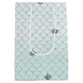 ミントブルーシルバーグラデーショングリッターマーメイドスパークル ミディアムペーパーバッグ (裏面)