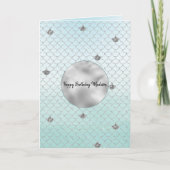 ミントブルーシルバーグラデーショングリッターマーメイド カード (正面)