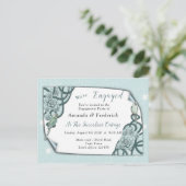 ミントブルートゥパイングリーンサクランス婚約 インビテーションポストカード (スタンド正面)