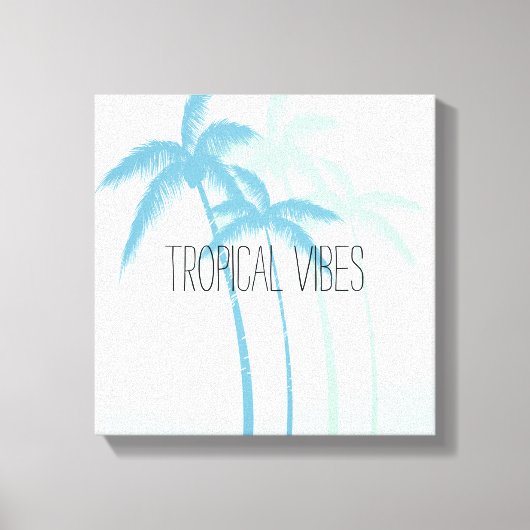 ミントブルートロピカルパームグラデーション樹 キャンバスプリント (正面)