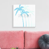 ミントブルートロピカルパームグラデーション樹 キャンバスプリント (インサイチュ (リビング))