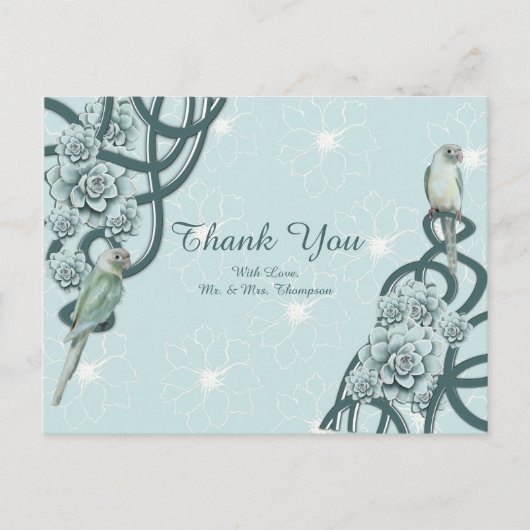 ミントブルーパイングリーン多肉株ありがとう 案内ポストカード (正面)