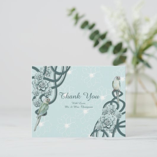 ミントブルーパイングリーン多肉株ありがとう 案内ポストカード (スタンド正面)