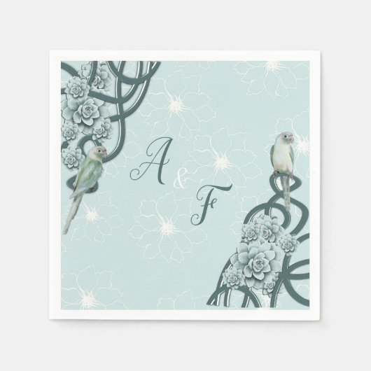 ミントブルーパイングリーン多肉株 スタンダードカクテルナプキン (正面)