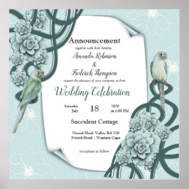 ミントブルーパイングリーン多肉株 ポスター