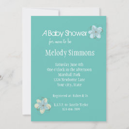ミントブルーフラワーベビーシャワー 招待状