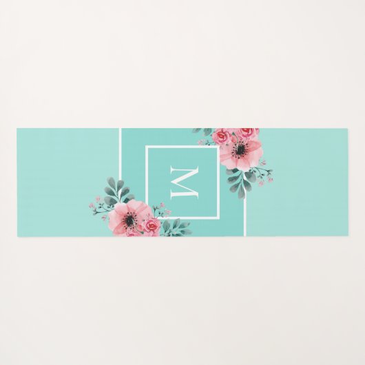 ミントブルーモノグラム最高のママエバーパーソナライズされた ヨガマット (裏面(横))