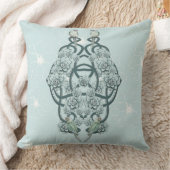 ミントブルー多肉松グリーントレリスのリピート クッション (ブランケット)