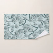 ミントブルー多肉松グリーントレリスのリピート バスタオルセット (ハンドタオル)