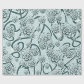 ミントブルー多肉松グリーントレリスのリピート ラッピングペーパー (フラット)