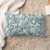 ミントブルー多肉松グリーントレリスのリピート ランバークッション (ブランケット)