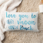 ミントブルー愛する月と背中 クッション (ブランケット)