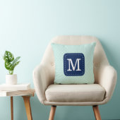 ミントブルー水玉模様模様(モノグラカスタムム付) クッション (椅子)