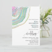 *~*ミントブルー金ゴールドグリッターアゲート結婚AR5s 招待状 (スタンド正面)