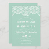 ミントブロケラレース結婚式招待状 招待状 (正面/裏面)