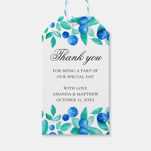 ミントブ結婚ルー感謝していのお前。ウッドランドブルーベリー ギフトタグ (正面)