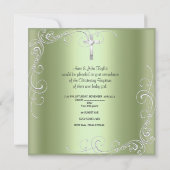 ミントベビーガールまたは少年《キリスト教》洗礼式や命名式バプティスクロス 案内状 (裏面)