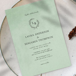 ミントベルベットの質感エレガントな結婚式 招待状