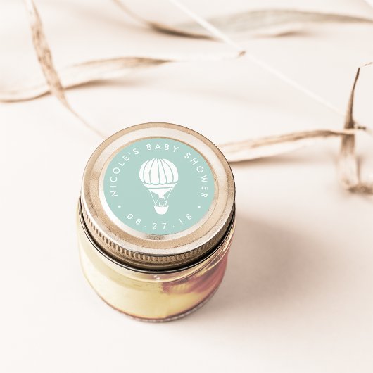 ミントホットエアバルーン赤ちゃんシャワー ラウンドシール