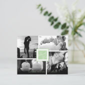 ミントホワイトありがとう結婚4枚の写真はがき ポストカード (スタンド正面)