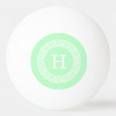 ミントホワイトギリシャ語鍵ランドフレームイニシャルモノグラム 卓球ボール (裏面)