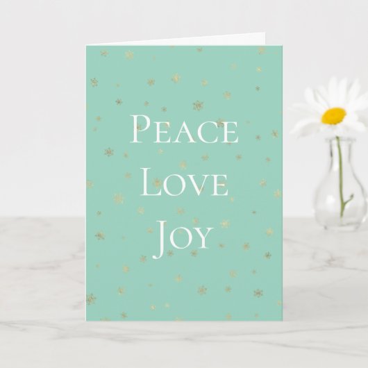 ミントホワイトクリスマス金ゴールド雪 カード (小さな植物)