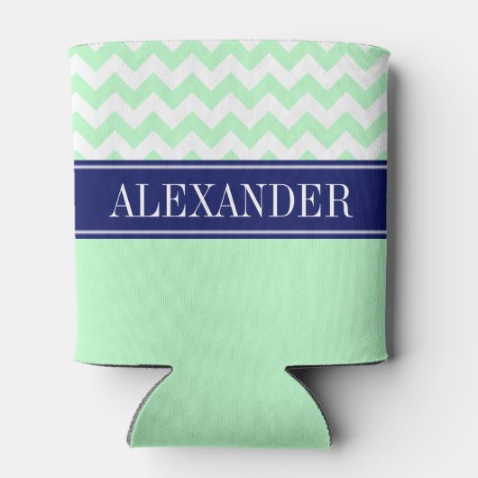 ミントホワイトシェブロンCBネイビーネームモノグラム 缶クーラー (裏面)