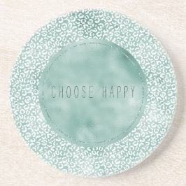 ミントホワイトヒョウ印刷 コースター