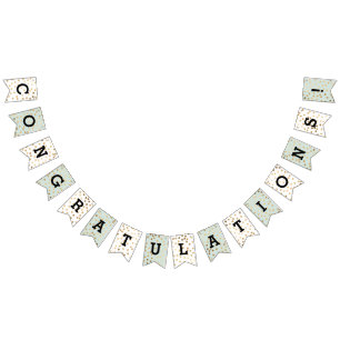 ミントホワイトフェイク金ゴールドグリッタードットおめでとう バンティングフラッグ