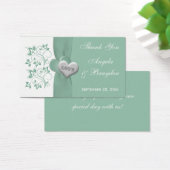 ミントホワイトフローラハート結婚式の引き出物ラベル (デスク)