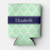 ミントホワイトモロッコ#5ネイビーブルー名モノグラム 缶クーラー (正面)