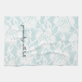 ミントホワイトレースバラフローラ キッチンタオル