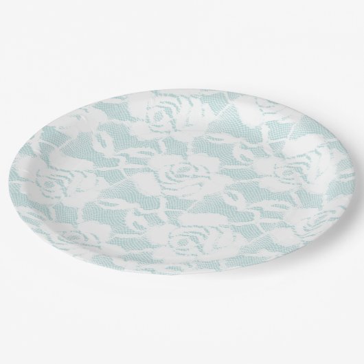 ミントホワイトレースバラフローラ ペーパープレート (アングル)