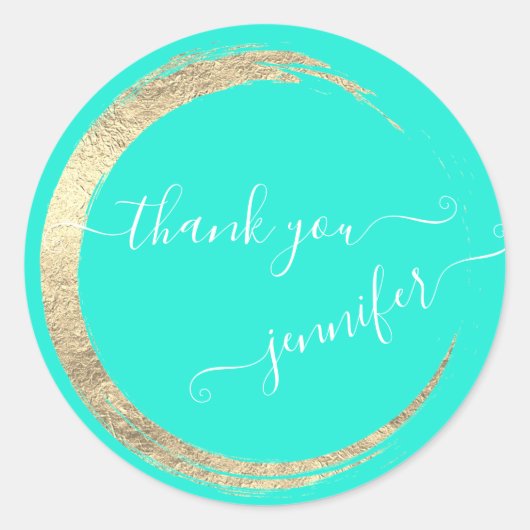 ミントホワイト感謝金ゴールドフレームモダン ラウンドシール (正面)