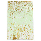 ミントホワイト金ゴールド紙吹雪 ミディアムペーパーバッグ (正面)