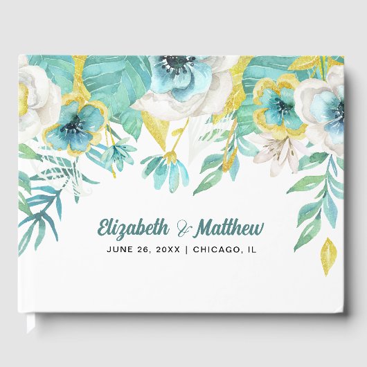 ミントホワイト|黄色フローラ水結婚色 ゲストブック (正面)