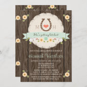 ミントホースシモノグラムのュウェスタンブライダルシャワー 招待状 (正面/裏面)