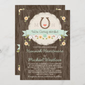 ミントホースシューハートウエスタンウェディング 招待状 (正面/裏面)