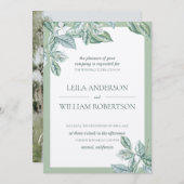 ミントボタニカルエレガントなウェディングフォト 招待状 (正面/裏面)