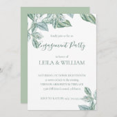 ミントボタニカルエレガント婚約パーティ招待状 招待状 (正面/裏面)