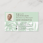 ミントボタニカルトロピカルリーフ美しい写真&ロゴ 名刺 (正面)