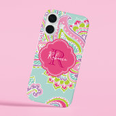 ミントボヘミアンペイズリーカスタムモノグラム Case-Mate iPhoneケース