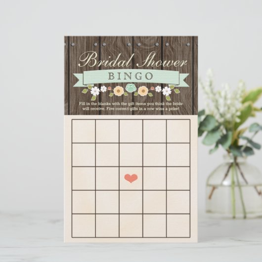 ミントボー素朴ホブライダルウェディングシャワービンゴシート (スタンド正面)