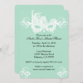 ミントマスカレードブライダルシャワー招待 招待状 (正面/裏面)