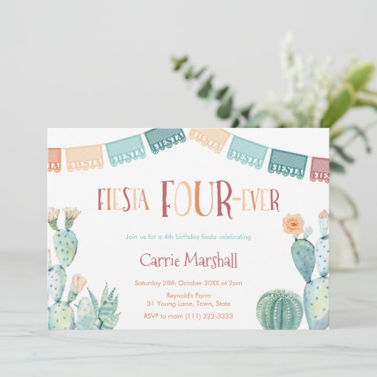 ミントマスタードフィエスタフォーエバー4歳の誕生日パーティー 招待状 (スタンド正面)