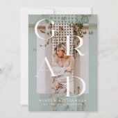 ミントミニマルモダングリーンオーバーレイグラッドフォト 招待状 (正面)