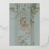 ミントミニマルモダングリーンオーバーレイグラッドフォト 箔招待状 (裏面)