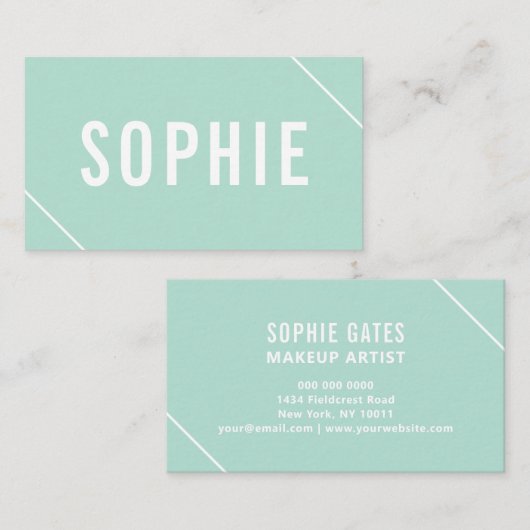 ミントミニマルモダンホワイトシンプルエレガント 名刺 (正面/裏面)