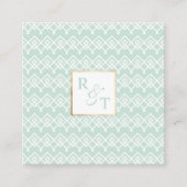 ミントミニマル&ホワイト幾何学模様モノグラム スクエア名刺 (正面)