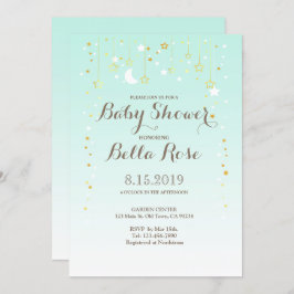 ミントムーンスター男女兼用ベビーシャワー招待状 招待状